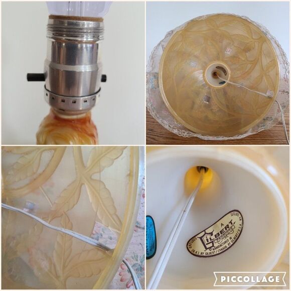 Vintage Lady In Dress MCM Lamp Celluloid Plastic Floral Swiss Dot Hoop Skirt - Picture 16 of 16